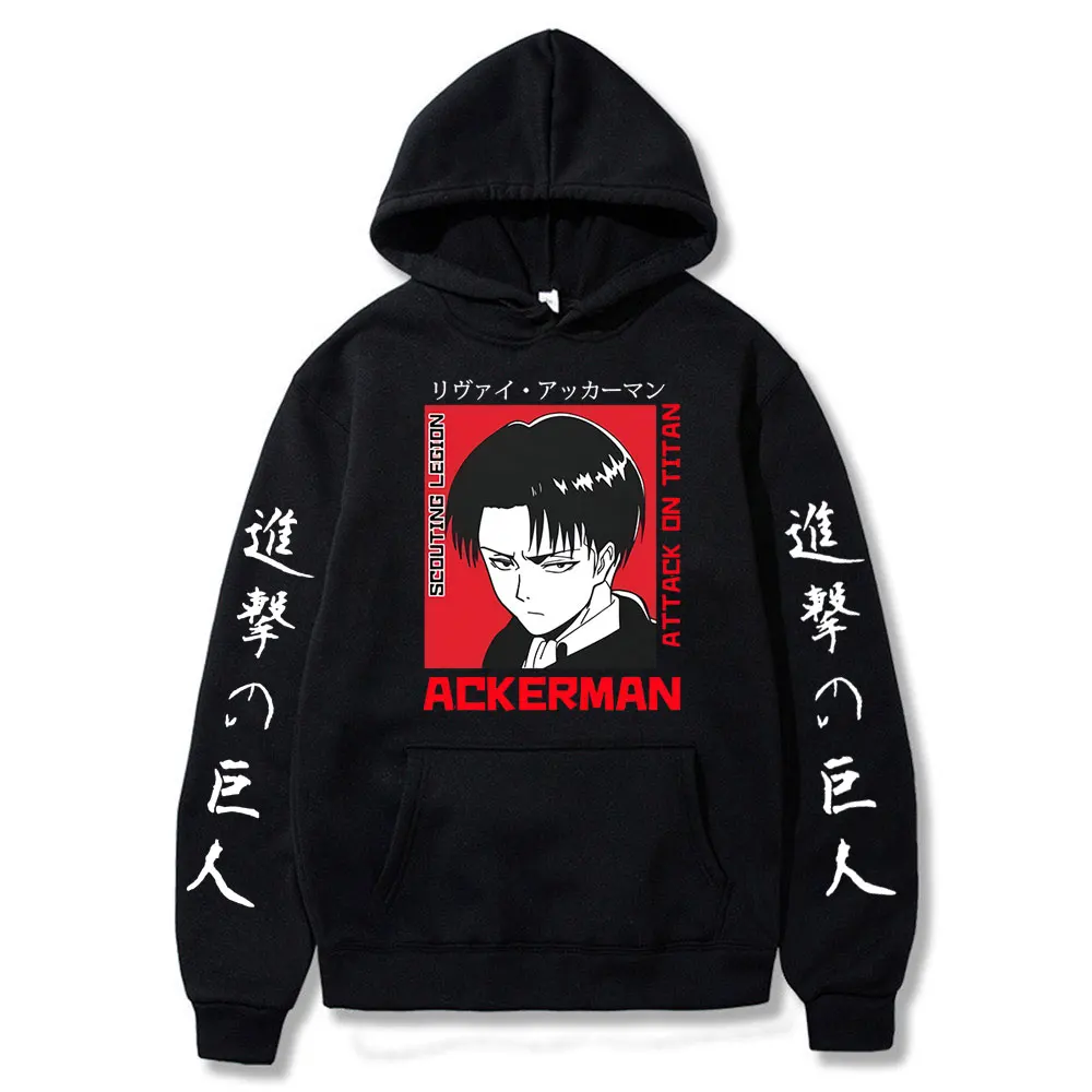 

Толстовка мужская с капюшоном, японская анимационная рубашка из атаки на титанов, Повседневная теплая толстовка, Свитшот в стиле хип-хоп, од...