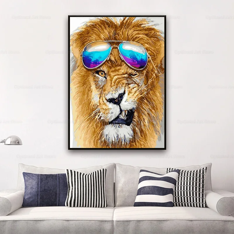 

Wall Art Poster Canvas Painting Lion With Sunglasses Canvas Prints Animal Print Poster Decorative Canvas Art Tuinposter