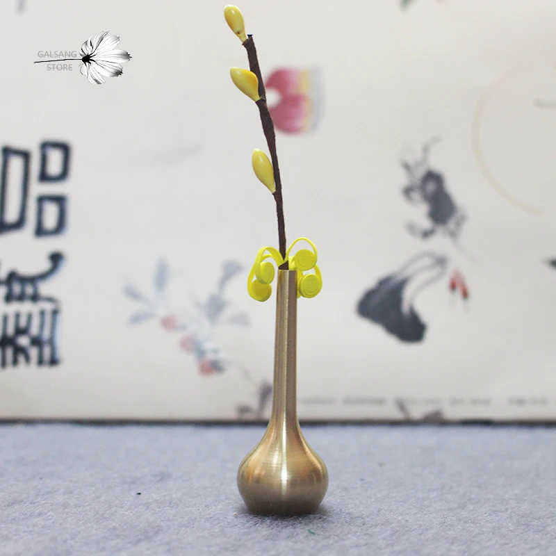 Новинка миниатюрная креативная ваза из чистой меди украшение для стола Медная