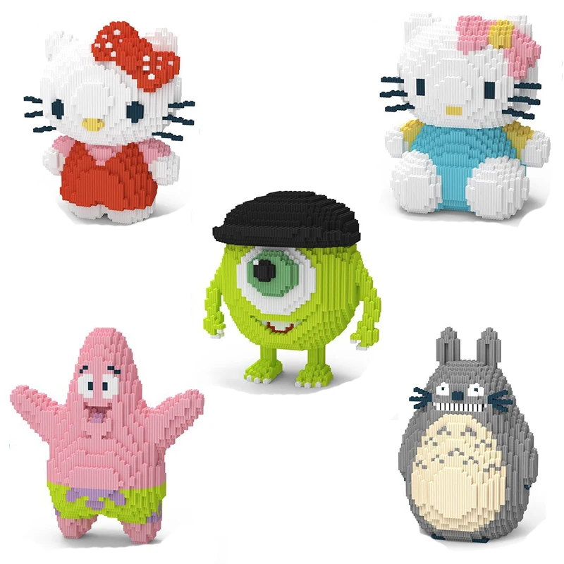 

Cartoon Connection Diamond Blocks Cute Kitty Model Building Blocks Mike Totoro Patrick Star for Children Anime Mirco Block Toys