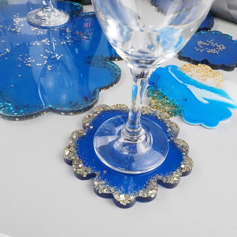 

5Pcs Large Silicone Flower Coaster Resin Casting Making Molds Kit Resin Coaster Mold Agate Coaster Epoxy Molds Crafts