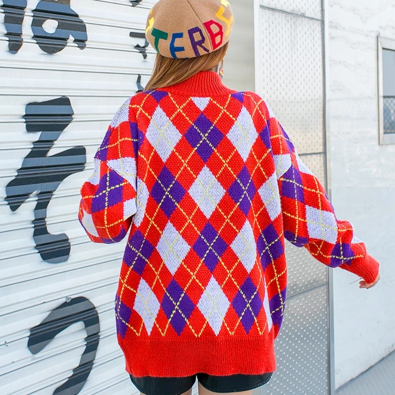 Тайская уличная мода Женский Рождественский свитер ретро красный свободный