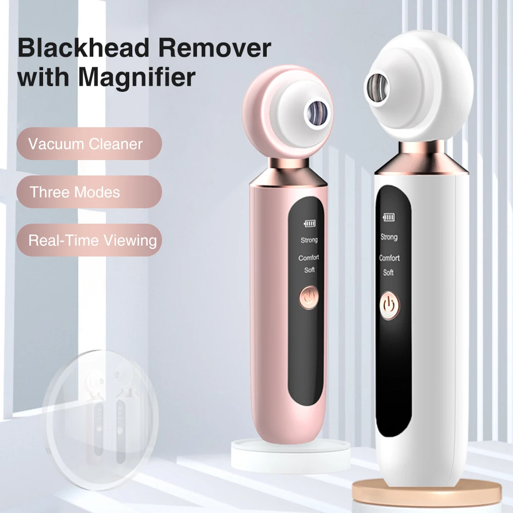 

Visual Blackhead Vacuum Remover with Magnifier LED Light Face T Zone Pore Cleaner Acne Black Pimple Electric Blackhead Removal