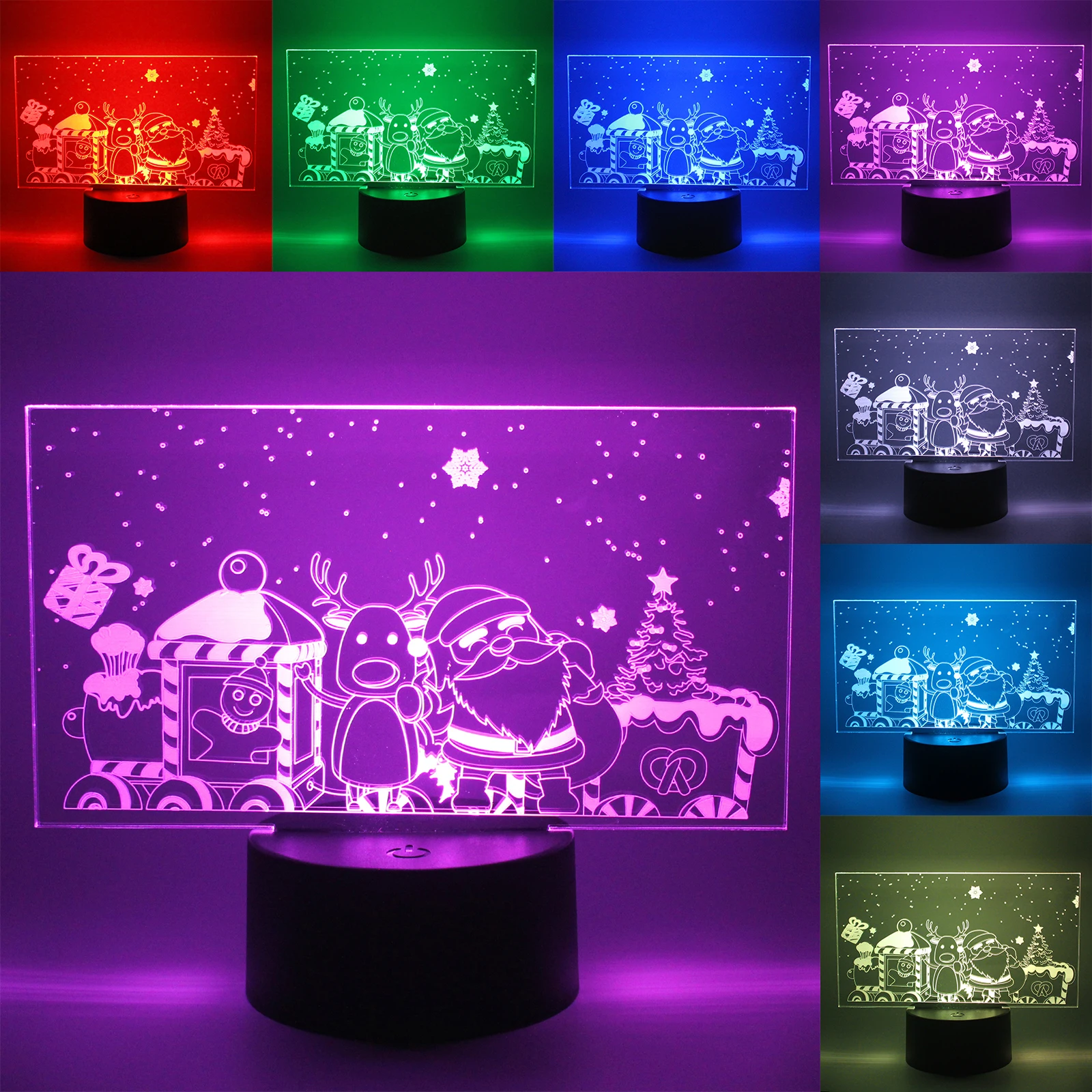 

3D Lamp Christmas Santa Elf Pattern LED Night Light for Kids Bedroom Bedside Table Lamp Christmas Halloween Atmosphere Neon Lamp