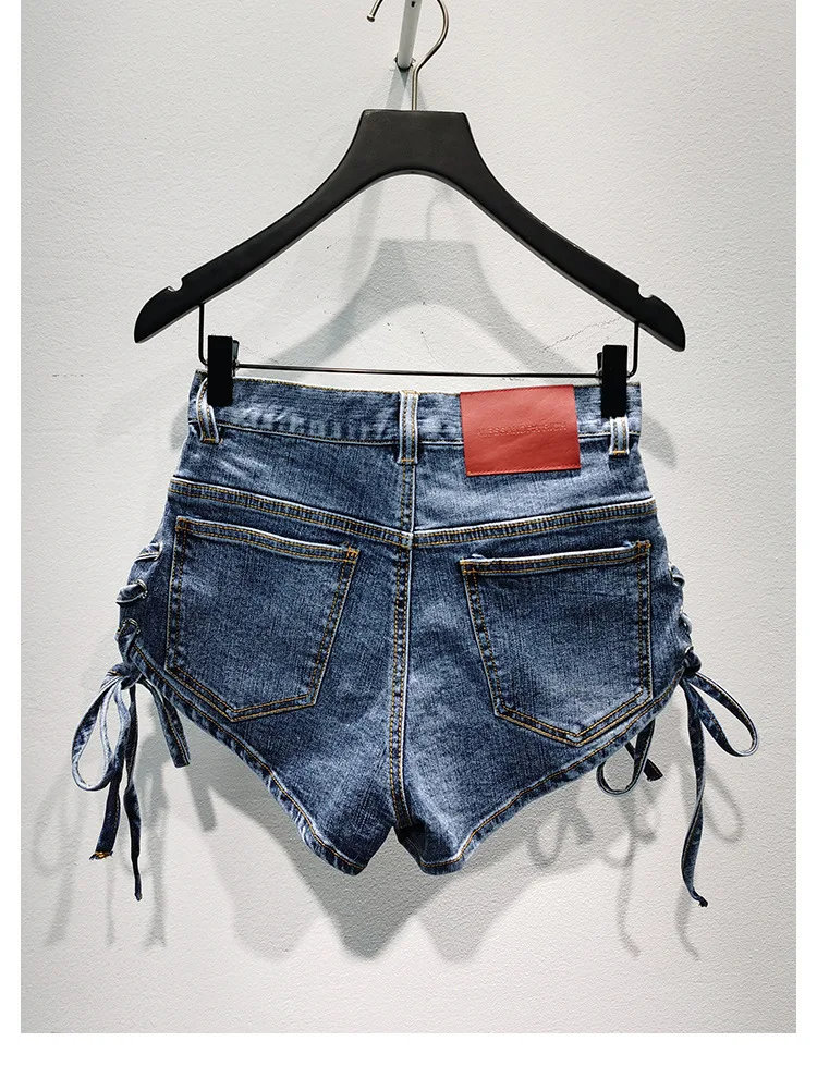 

High Quality Niche Design Spring and Summer New Straps Slim Fit All-match Denim Shorts Summer Pants Hot Pants Women's Trend