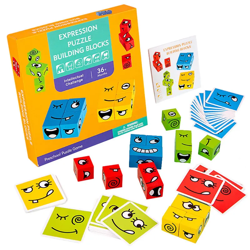 

Детская сборная образовательная игрушка с узором, Большая деревянная игрушка с большими частицами, головоломка с перестройкой лица, обучаю...