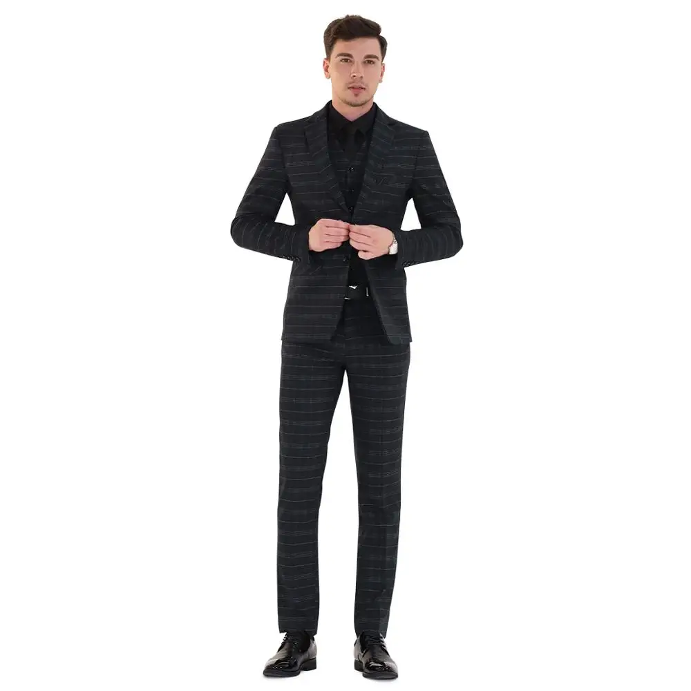 Классический костюм из 3 предметов деловой мужской повседневный приталенный