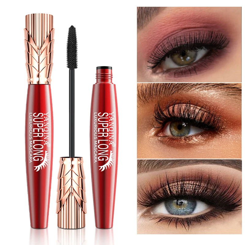 

4D Black Color Mascara Waterproof Lasting Silk Fiber Lengthening Curling Thick Eyelash Extension Mascara Lashes MakeUp Cosmetic