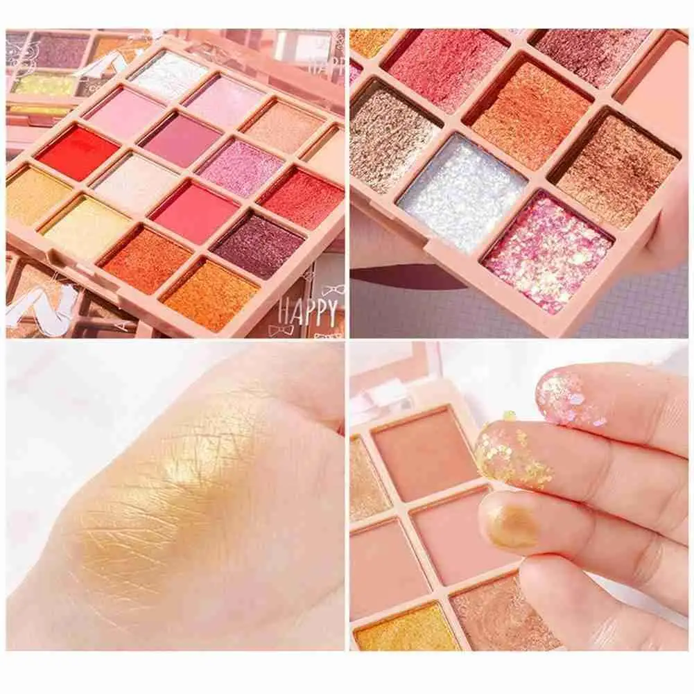 

16 Colors Mashed Potato Sequins Eye Shadow Palette Peach Mini Powder Waterproof Eyeshadow Matte Blossom Portable Pearlescen M4G2