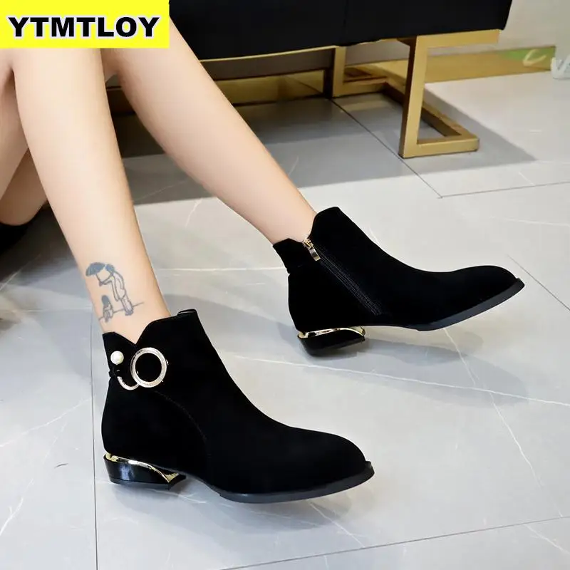 Женские ботинки на молнии повседневные теплые зимние с мехом M50 # | Обувь