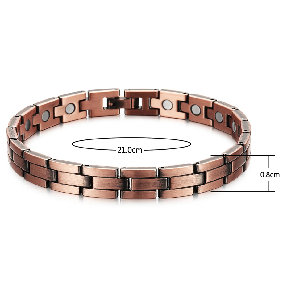 Новые Медные магнитные мужские и женские браслеты бронзовые цвета Чистый медный