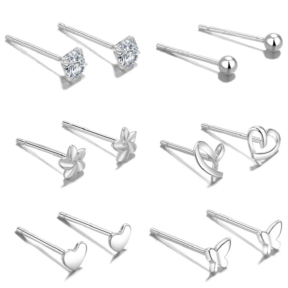 

Модные серьги из серебра 999 пробы с цирконом, маленькие серьги в виде бабочки, звезды, Луны, подарки для женщин и девушек, серьги, ювелирные из...