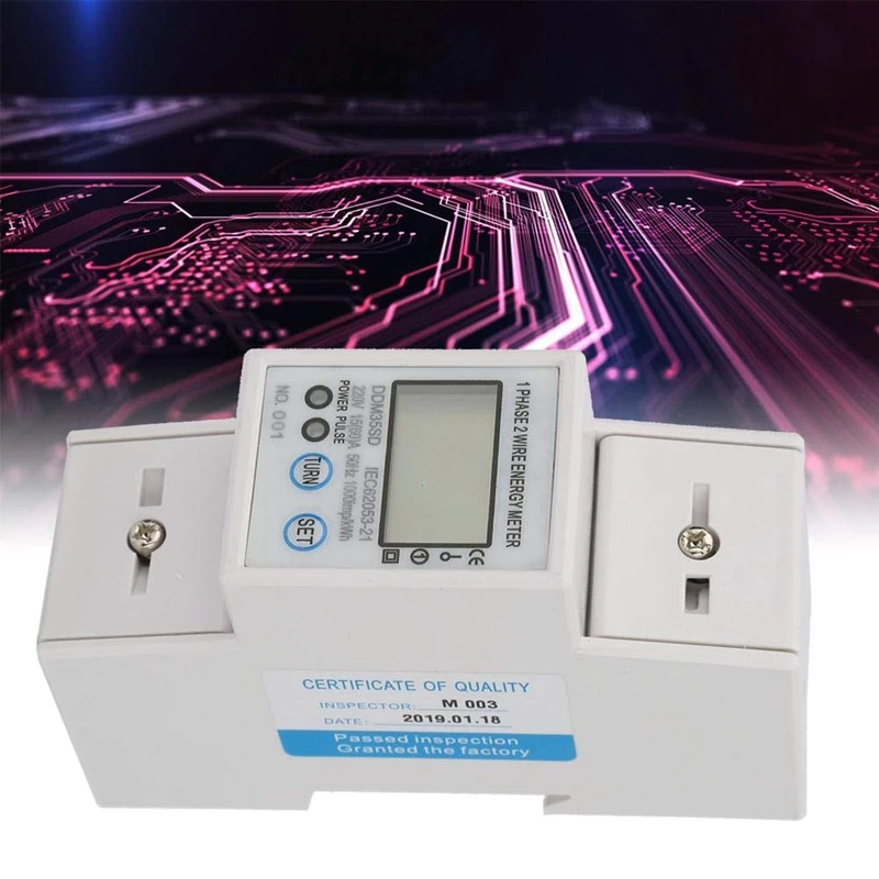 Single Phase Two Wire RS485 MODBUS Protocol LCD Backlit Display 220V 50Hz Din Rail Wattmeter Energy Meter Watt |