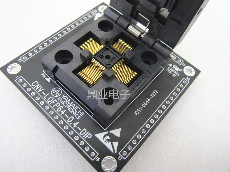 Clamshell LQFP64/DIP IC51-0644-1972 7mm*7mm*0.4mm spacing 0.4mm  IC Burning seat Adapter testing seat Test Socket test bench