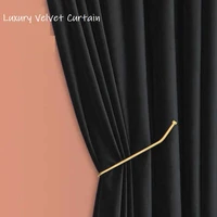 luxury black italian velvet curtains for living room bedroom soft solid color blackout cortinas flannel window treatments drapes
