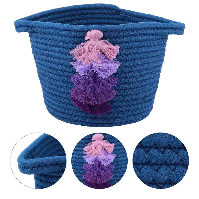 

1pc Tassel Style Storage Basket Desktop Makeup Home Storage Box Lovely Container