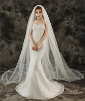 3 5m wedding veils whitebeige lace long cathedral length one layer tulle bridal veil with comb marriage