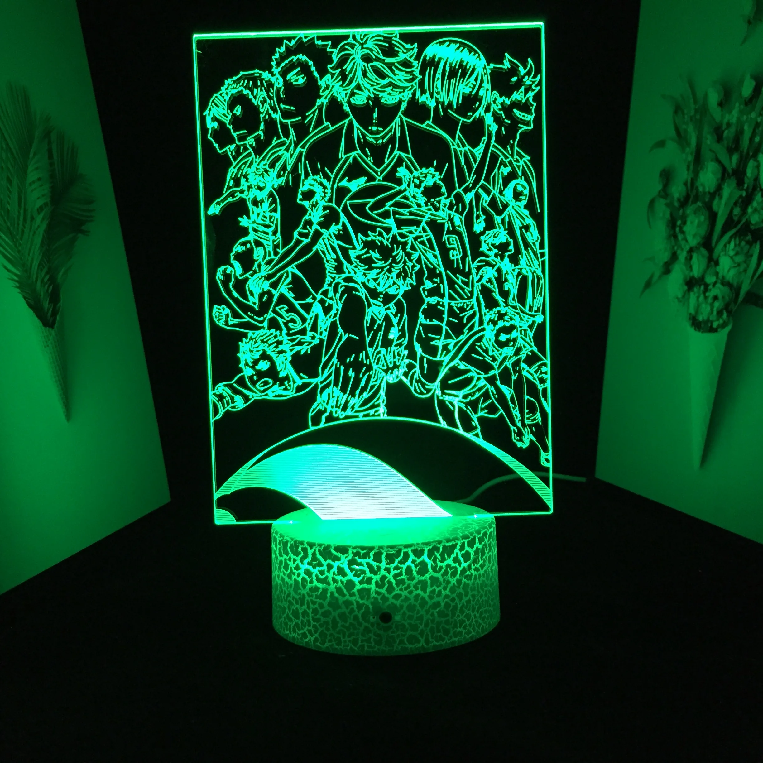 

Remote Anime Haikyuu Figure Group 3D LED Night Light Crack White Base Light for Child Birthday Gift Manga Bedroom Table Lamp