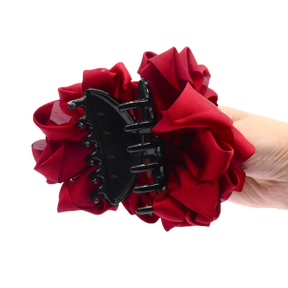 

Large Silk Flower Bow Hair Claw Jaw Clips For Women Hair Clamps Girl Wedding Barrettes Hair Catch Crab Headwear Hair Accessories