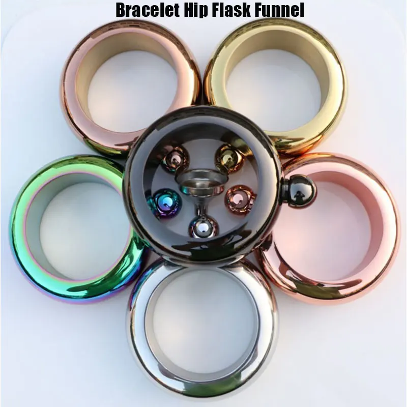 Draagbare Hip Rvs Heupfles Trechter Bangle Kruik Wijn Gemengde Fles Alcohol Armband Set Whisky Drinkwaren Trechter Wijn Fles