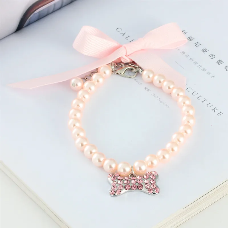 Ошейник Стразы с имитацией жемчуга для домашних животных блестящее ожерелье