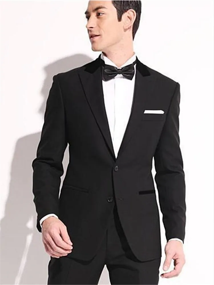 Мужской костюм Veiai смокинг для жениха с вырезом на воротнике черный мужской