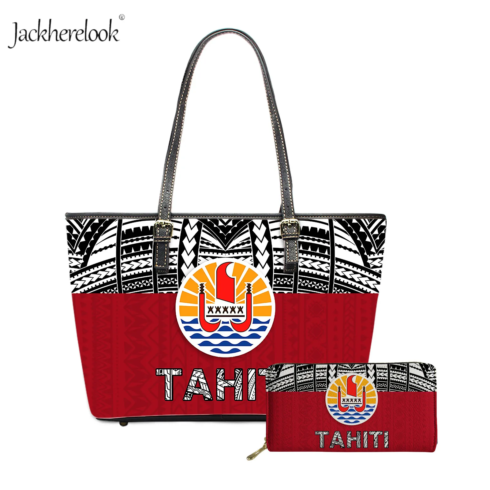 

Jackherelook, Женский наплечный комплект с сумочкой на молнии, Женский Повседневный Гавайский полинезийский Таити племя, Женская Повседневная ко...