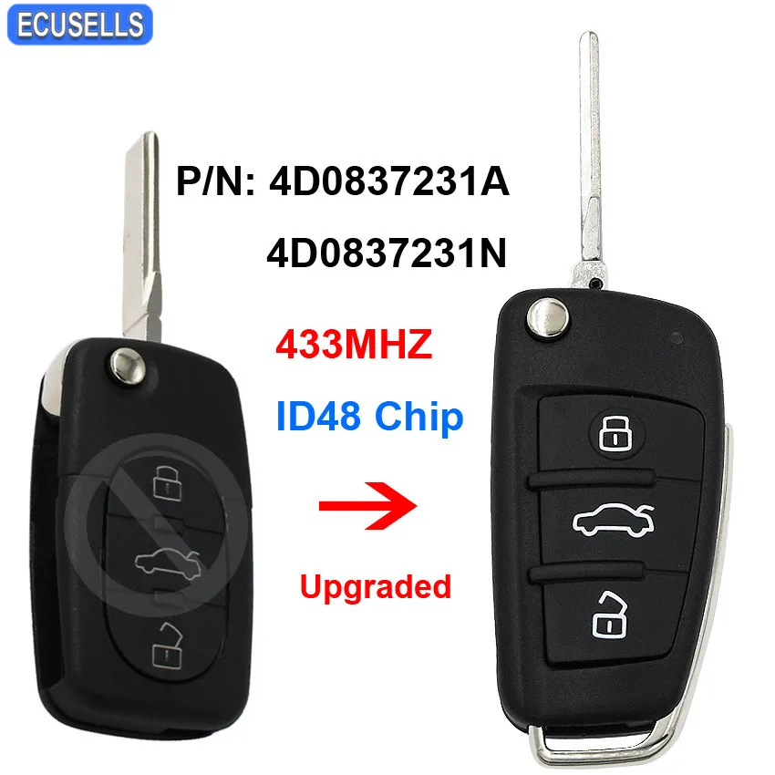 Модернизированный раскладной дистанционный смарт-ключ для автомобиля 433 МГц ID48