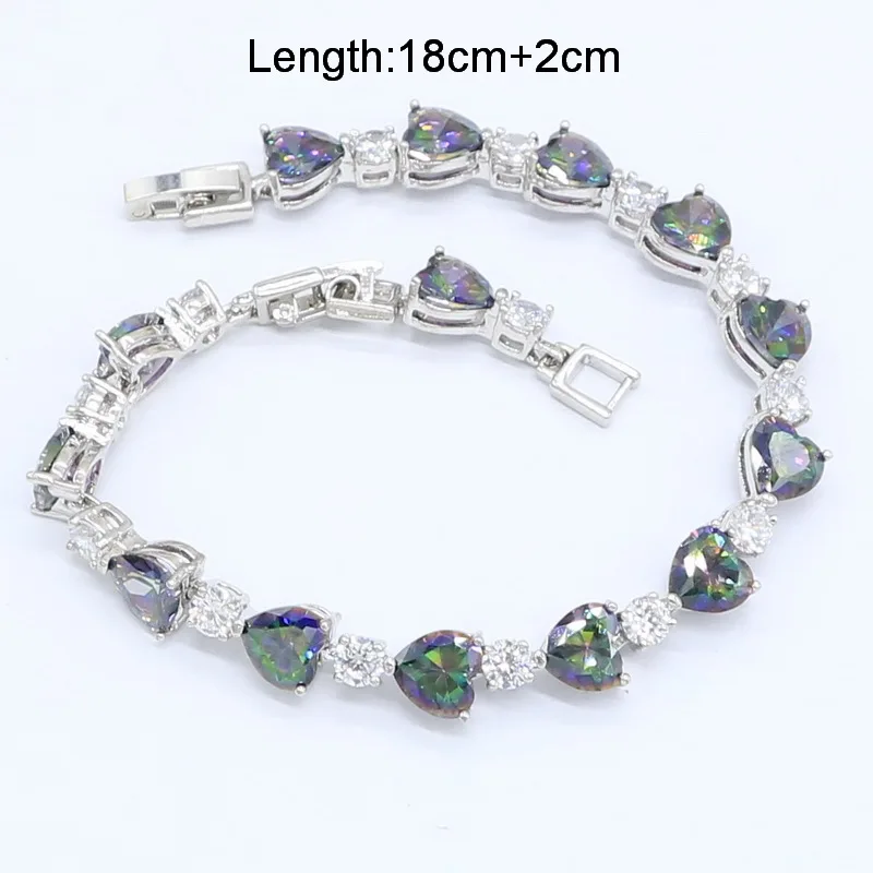 Разноцветный набор украшений для женщин с радужным цирконием браслетом серьги