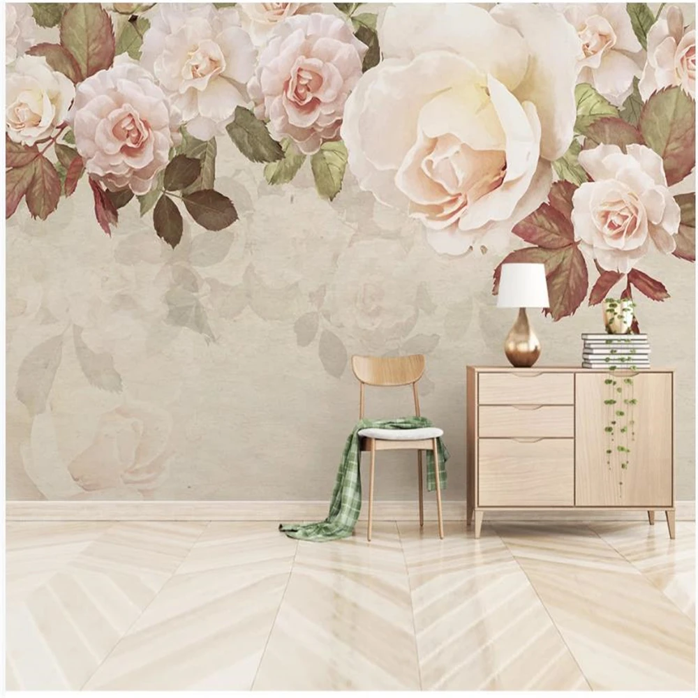 

pastoral rose wallpaper living room TV background wall 3d murals wallpaper for living room