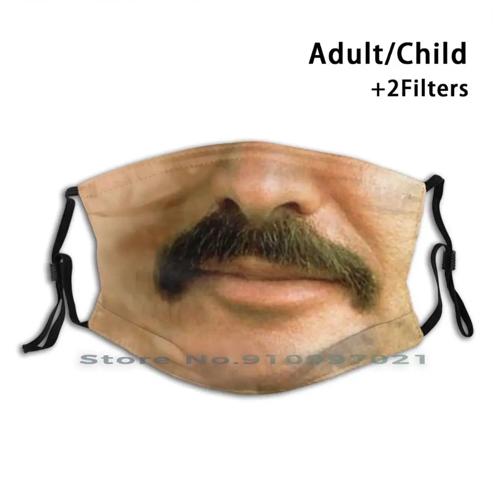 

Burt Reynolds Moustache Face Mask 3d Printed Realistic Expression Unisex Fabric Mask For All Adults And Children Alike.