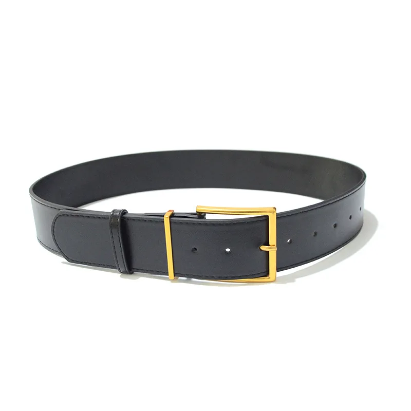 

2020 New Leather Belt Female Vintage Big Metal Buckle Wide Leather Waistband Women Designer Brand Belt