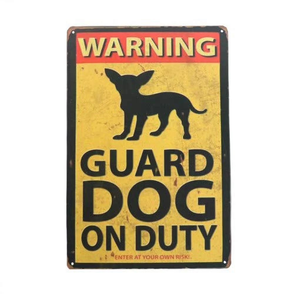 

Warning Guard Dog On Duty Retro tin sign nostalgic ornament metal poster garage art deco bar cafe shop