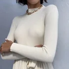 Осенне-зимние базовые вязаные теплые свитера с воротником хомут, женские облегающие мягкие Пуловеры для девушек, однотонные минималистичные Дешевые топы