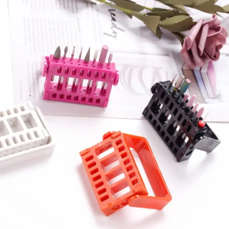 

Nail Drill Bits Display Box Milling Cutters Container 16Holes Plug-in Holder