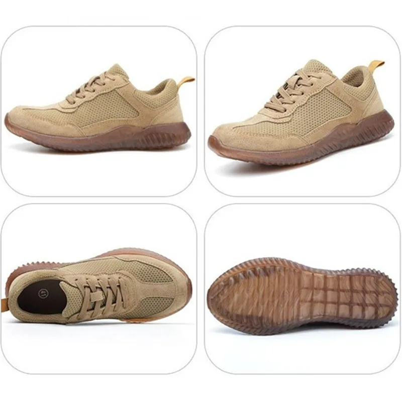 

Leather safety shoes labor fashion puncture proof sports shoes rubber soles light breathable safety shoes