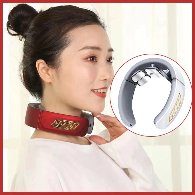 

6 Heads Smart Electric Neck and Shoulder Pulse Massager TENS Wireless Heat Cervical Vertebra Relax Pain Kneading Massage Machine