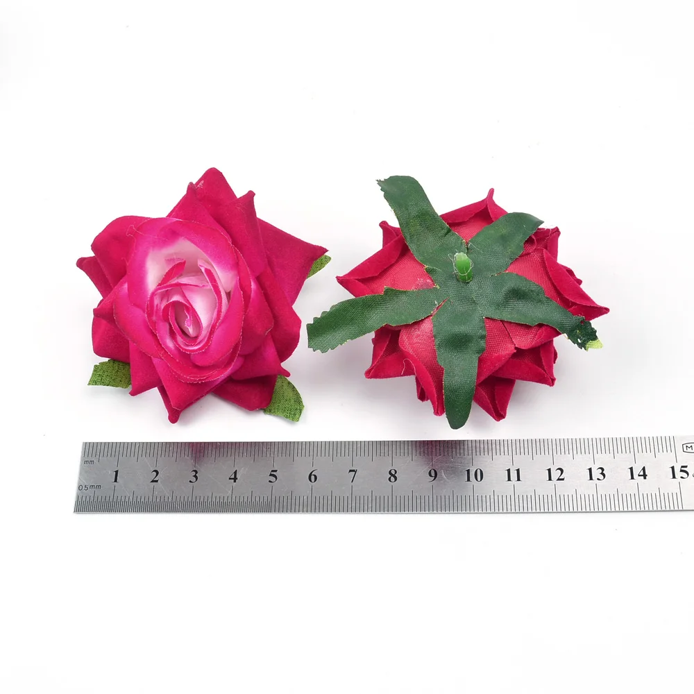 5PCs Silk Rose Artificial Flowers Head For Home Wedding Decoration 6cm Fake Flower DIY Wreath Handicraft Material Valentines Day images - 6