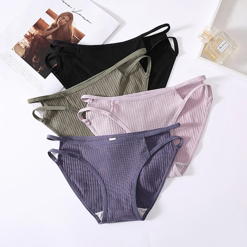 

Thread Cotton Women's Underwear Women's Cotton Crotch Low Waist Traceless Girls' Briefs Summer Thin Breathable