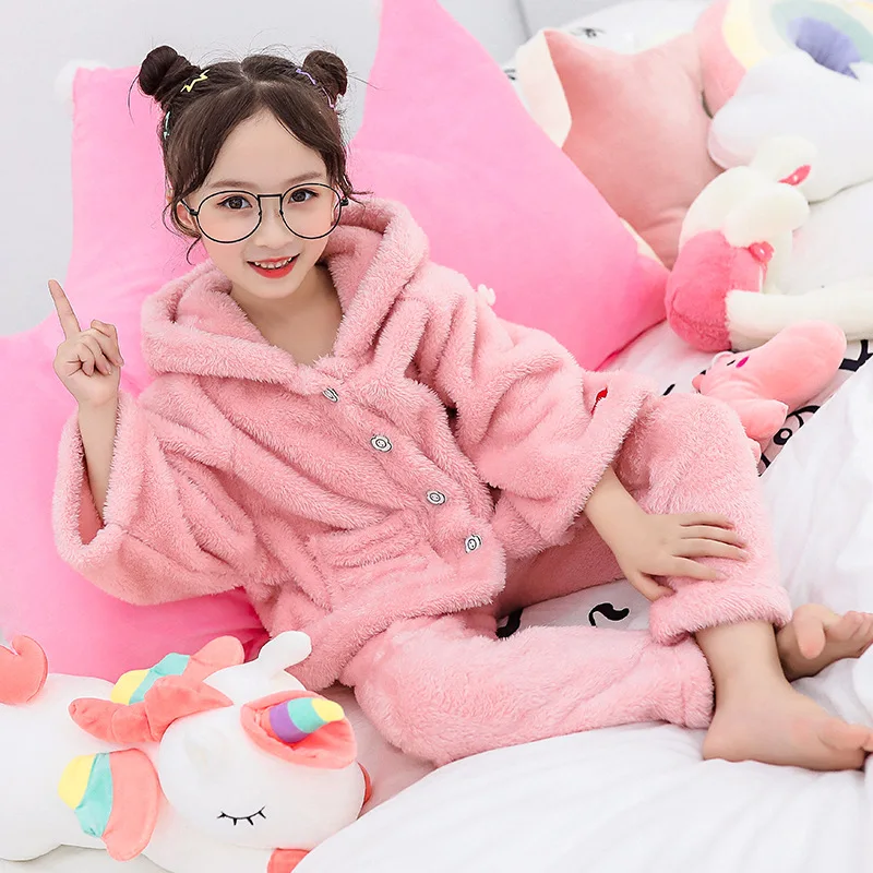 Пижама для девочек детский пижамный комплект плотная двухсторонняя плюшевая