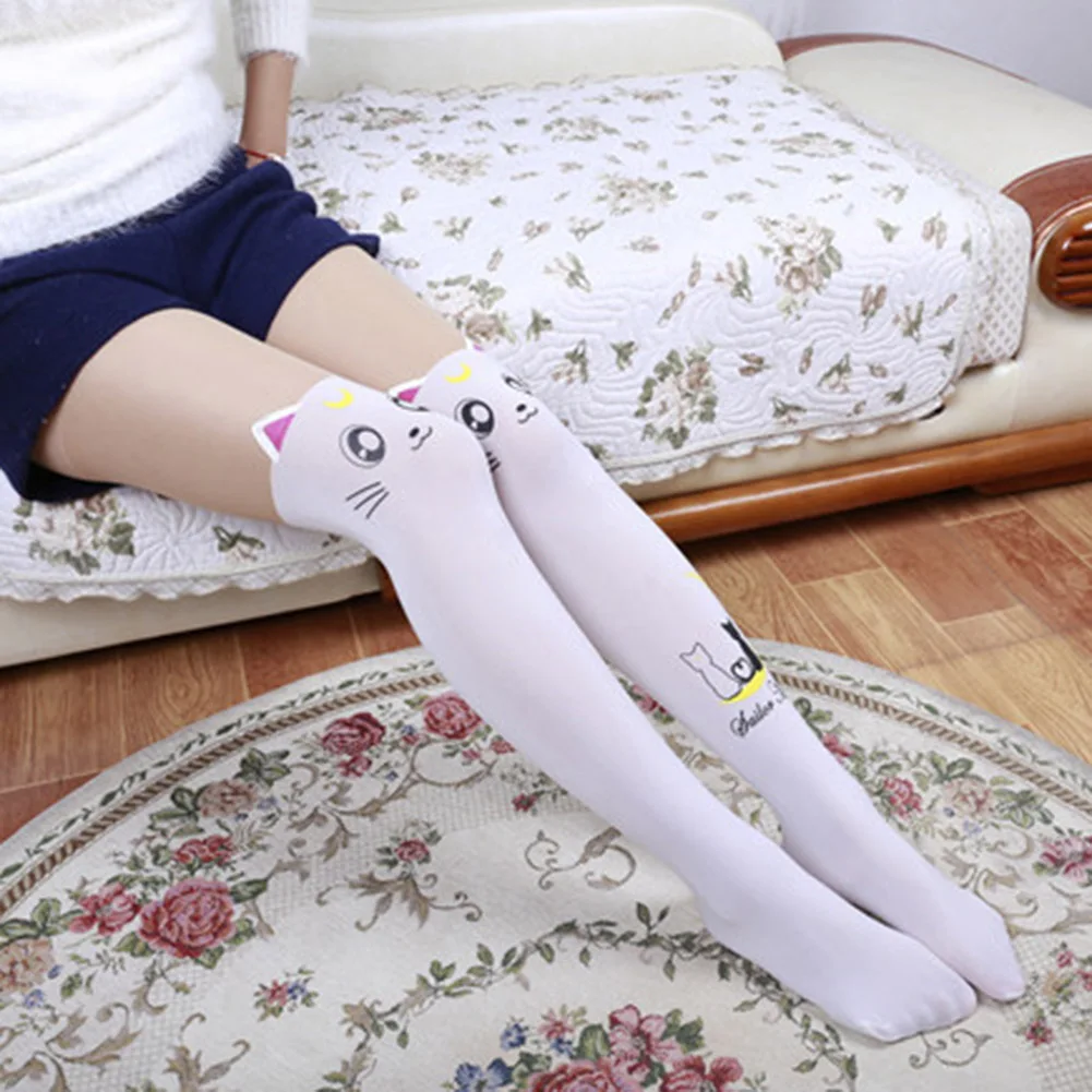 

Cartoon Cat Thigh High Stockings Girls Sailor Moon Over-Knee Socks Animal Long Pantyhose Over Knee Socks Long Tights thigh high