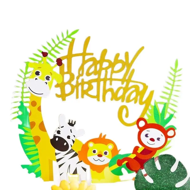 

Jungle Animals Theme Tiger Lion Cake topper Baby Birthday Shower Party Boy Girl First 1st 2nd 3rd 4th Presents Decoration Sup