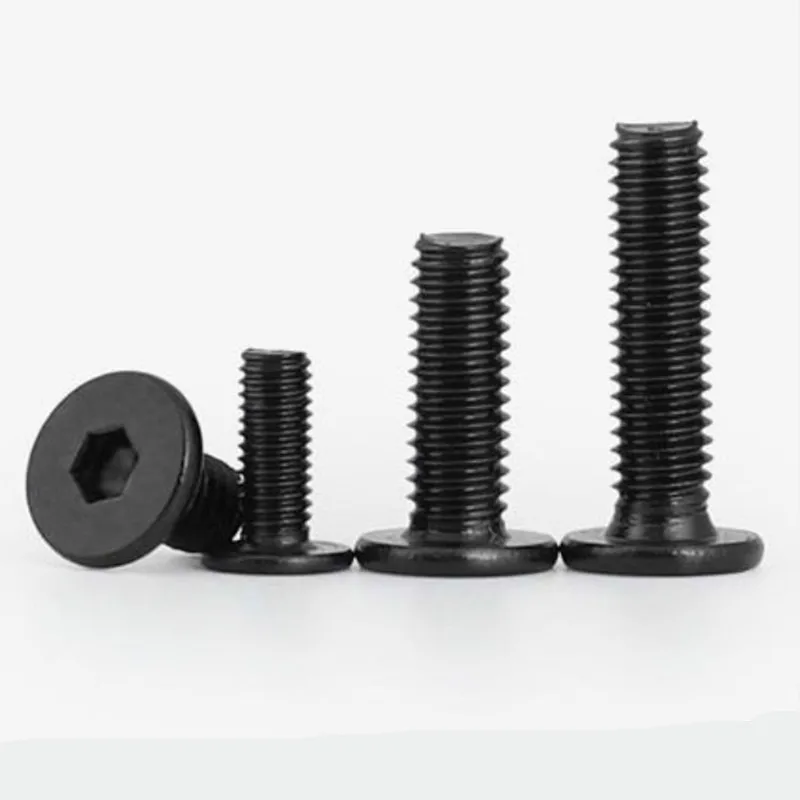 

100pcs CM M3 M4*3/4/5/6/8/10/12 304 black Hex Hexagon Socket Ultra Thin Super Low Flat Wafer Head Allen Cap Screw Bolt