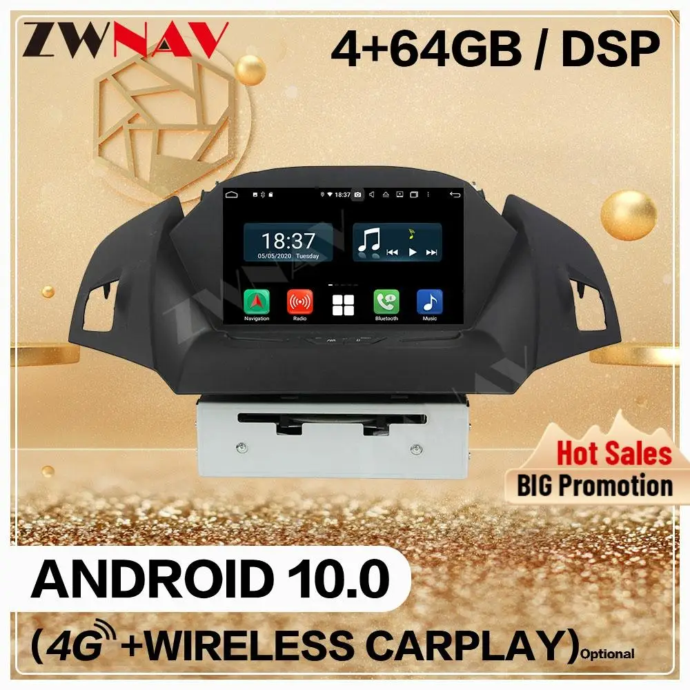 

Carplay 4 + 128G для Ford KUGA 2013 2014 2015 2016 2017 2018 Android 10,0 мультимедийный плеер Экран аудио радио GPS Navi головное устройство