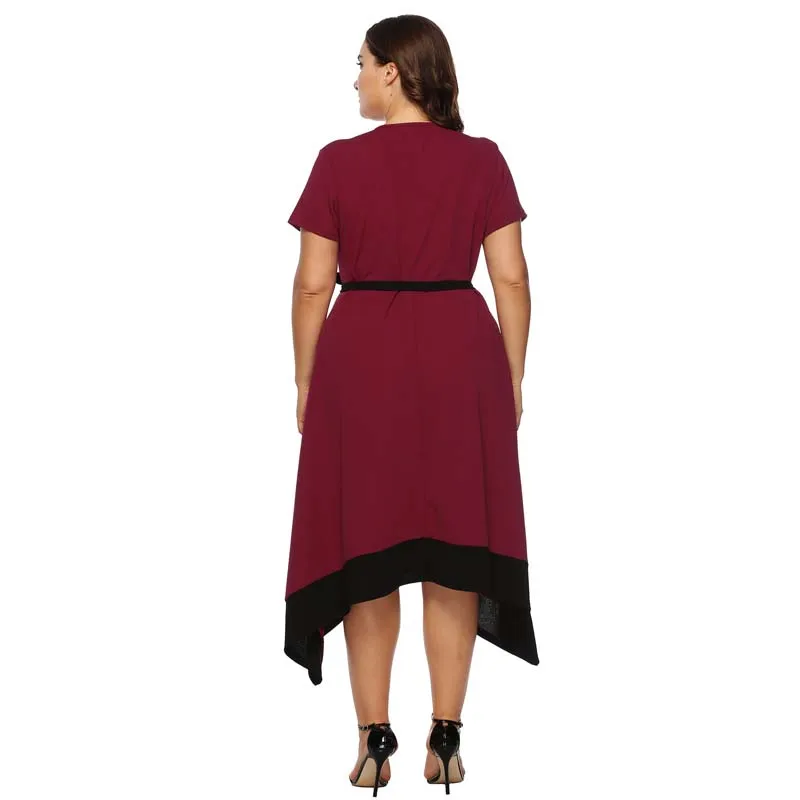 

2020 Summer Big Size Dress Women Midi Party Dress Plus Size Elegant Dress Female Bow Ladies Oversized A Line Dress For Women 4xl