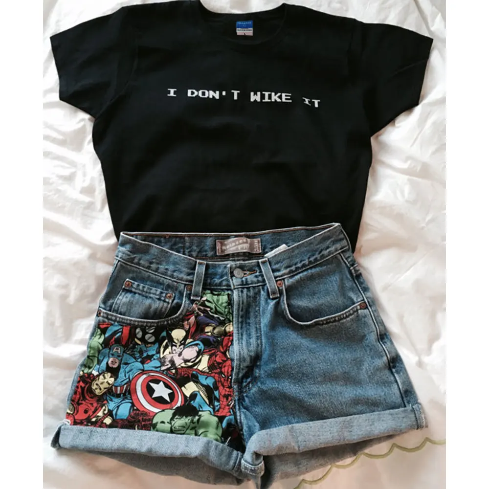 OKOUFEN унисекс Мода Tumblr Instagram Футболка I Don't Wike It футболка с буквенным принтом