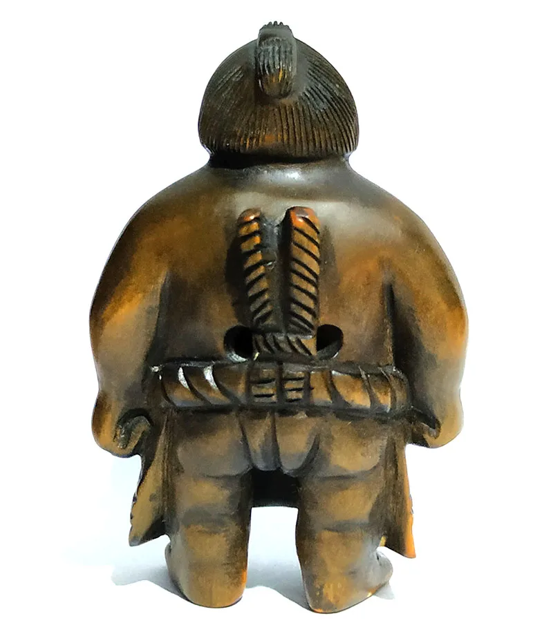 Y5719 - 2 &quotрезная вручную японская бокс-Вуд Netsuke-РЕСТЛЕР