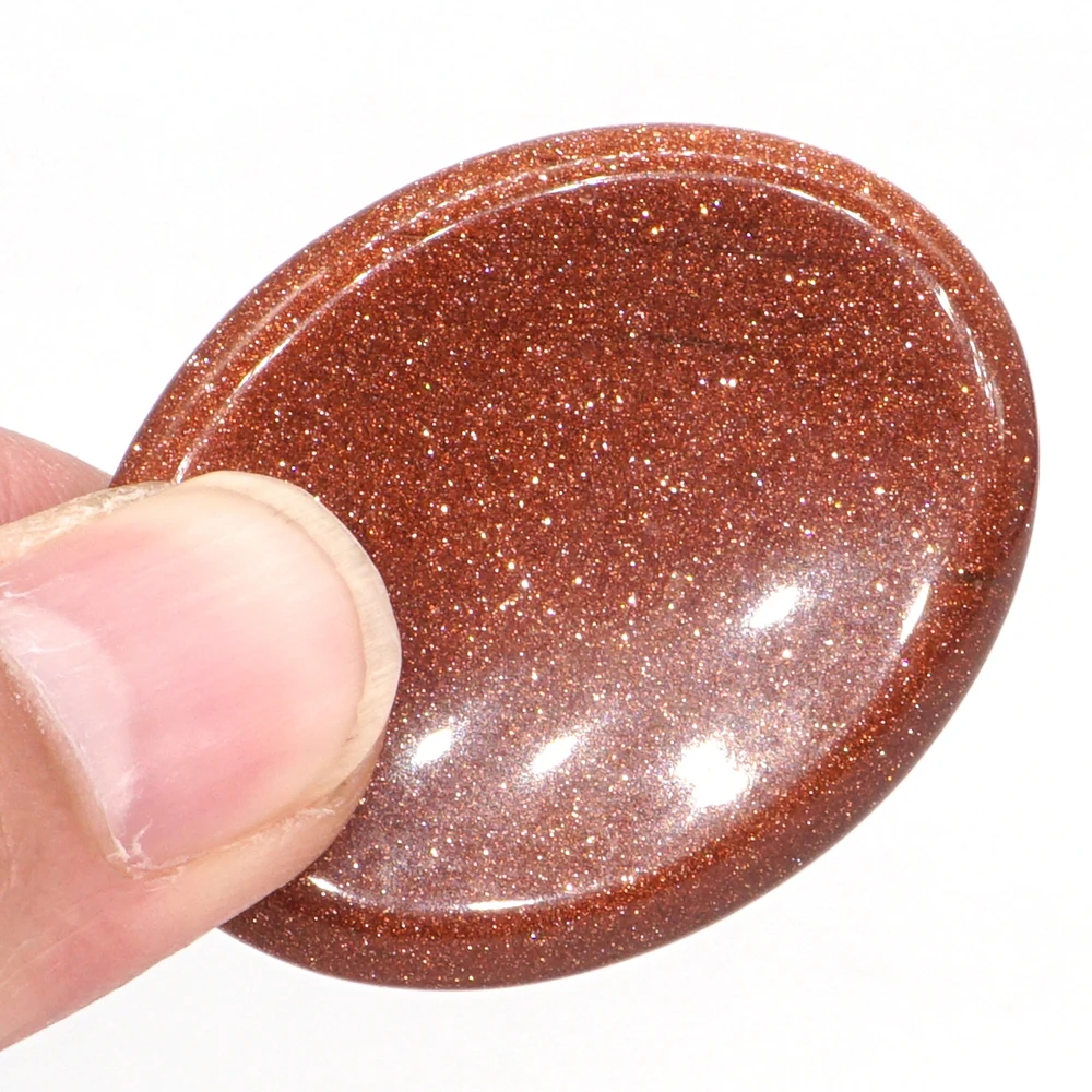 

1.7" Worry Stone Red Glodstone Sand Oval Pocket Crystal Reiki Healing Meditation Finger Massage Energy Stone