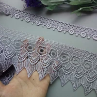 2 yard gray flowers embroidered lace trim ribbon applique fabric sewing craft diy vintage crochet wedding bridal dress new
