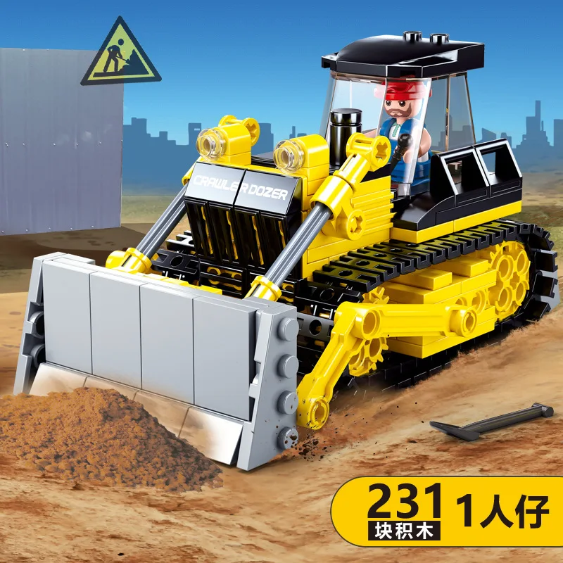 231PCS Sluban Building Blocks 0802 Construction Machinery Bulldozer Forklift Assembly Model Boy Assembling Toy Gift | Игрушки и хобби